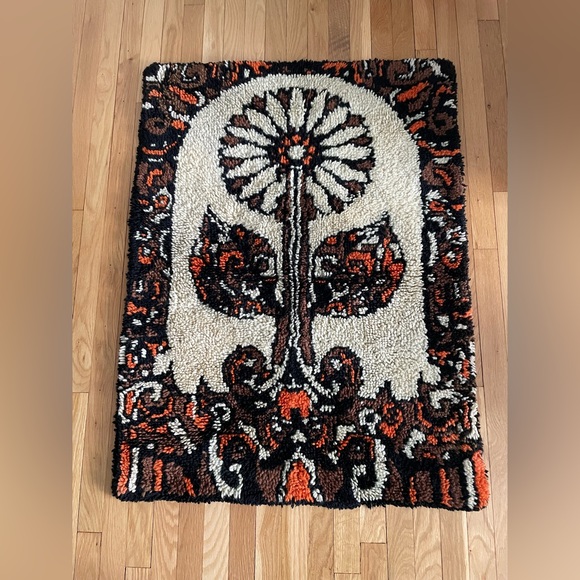 Other - Vintage 60s/70s Rya Floral Design Latch & Hook Rug/Wall Tapestry